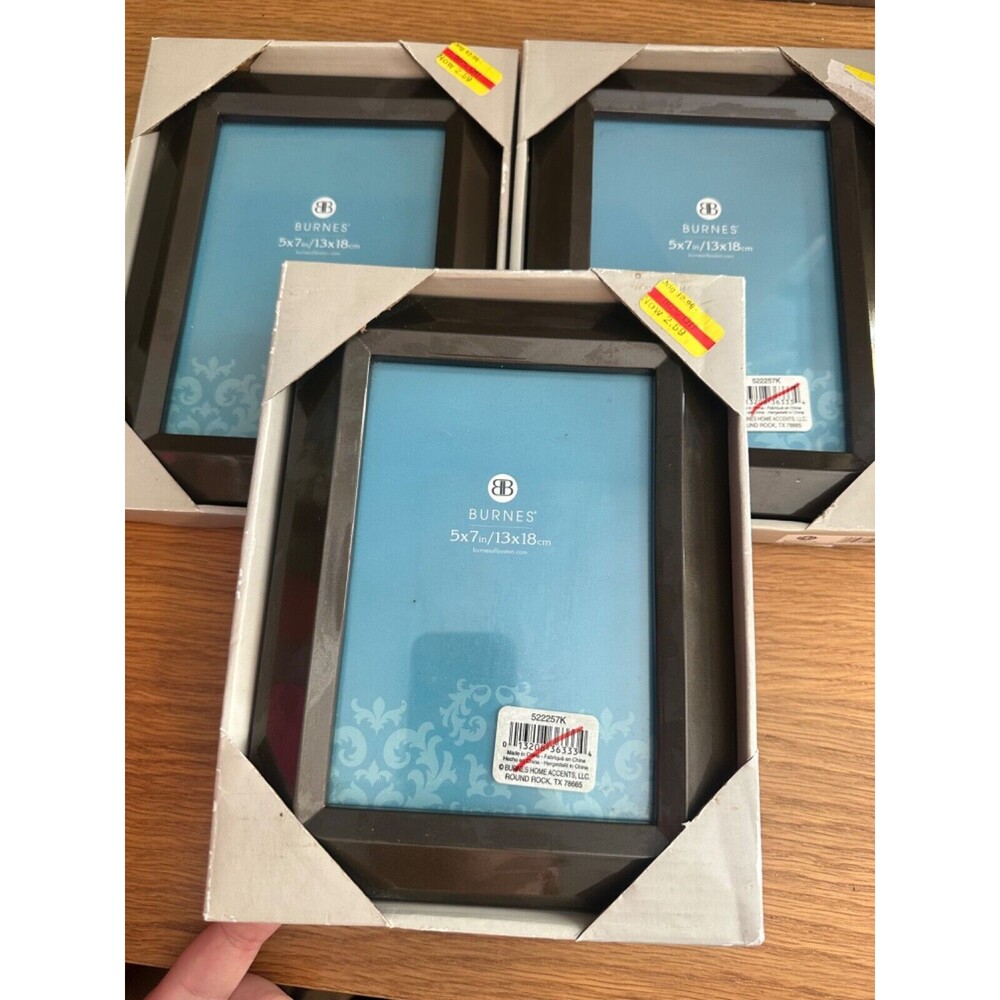 3- 5x7 Light Brown shine Standing Picture Photo Frame SET of 3